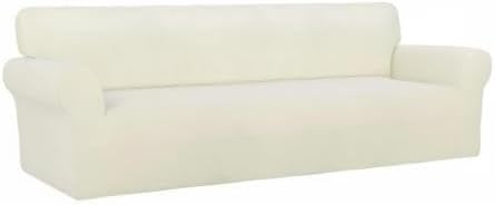 PureFit Stretch Couch Covers for Sofa 4 Seater Slipcovers Ivory - Image 5