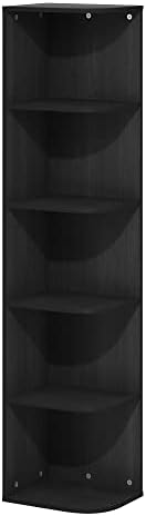 Furinno PASIR Book Shelf, 5-Tier Corner Bookshelf with Open Shelf, Standing Bookcase, 9.3 x 12 x 51.7, for Organization and Storage, for Living Room, Bedroom, Home Office, Blackwood - Image 6