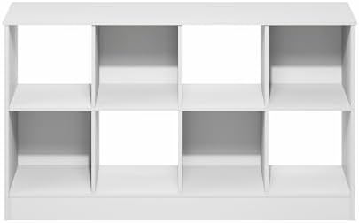 Furinno Jensen Book Shelf, 8-Cube Farmhouse Bookshelf, Display Bookcase, 11.8 x 47.6 x 26.8, for Living Room, Bedroom, Home Office, White - Image 7