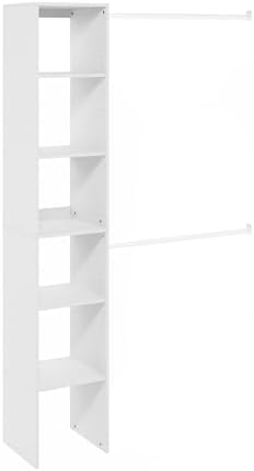 Furinno FANO Closet Organizers and Storage, 5-Tier Closet Storage Organizer with 2 Hanging Bars, Wardrobe Closet Shelf Towers, Adjustable Shelves, for Wardrobe, Bedroom, Living Room, White - Image 6