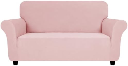 ZNSAYOTX Super Stretch Loveseat Covers (57"-70"), New Striped Love Seat Slipcover, Dogs Pet Friendly Anti-Slip Couch Protector Spandex Durable 2 Seater Fabric Sofa Cover (Rose, Loveseat) - Image 6