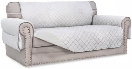 Easy-Going Reversible Couch Cover, 2 Cushion Sofa, White/White - Image 7