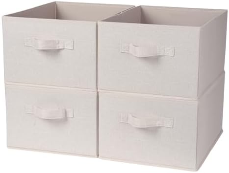 Clothings Collapsible Storage Bins, Foldable Organizers and Storage Baskets Cube Storage Bin for Bedroom Living Room (4 Pack) (Flaxen, 15.4x11.4x7.9inch) - Image 7