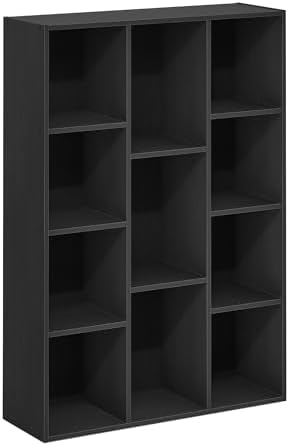 Furinno LUDER Book Shelf, 11-Cube Bookshelf, Reversible Bookcase, 9.4 x 29.1 x 41.7, Easy Assembly, for Living Room, Bedroom, Home Office, Blackwood - Image 6