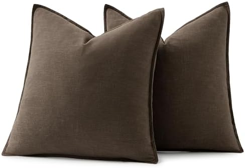 MIULEE Decorative Linen Euro Sham Pillow Covers 24x24 Dark Coffee Chocolate - Image 6
