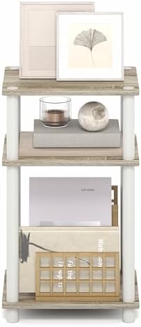 Furinno Turn-N-Tube 3-Tier Toolless Side Table, Compact, Light Oak - Image 6