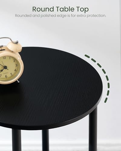 CHOEZON Side Table Set of 2, 2-Tier Round End Table, Small Nightstand with Sturdy Metal Tube, Industrial Coffee Table, for Living Room, Bedroom, Black TBZ01P2BB - Image 7