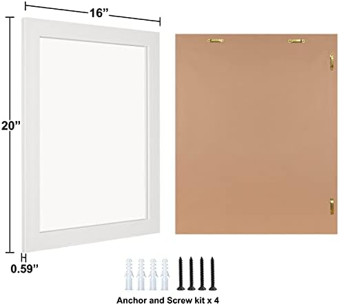Rectangular Wall Mirror 20x16 Inch Bathroom Mirror for Over Sink, White - Image 6