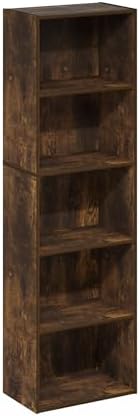 Furinno LUDER Book Shelf, 5-Tier Bookshelf, Bookcase with Open Shelves, 9.4 x 15.8 x 52, Easy Assembly, for Living Room, Bedroom, Home Office, Amber Pine - Image 6