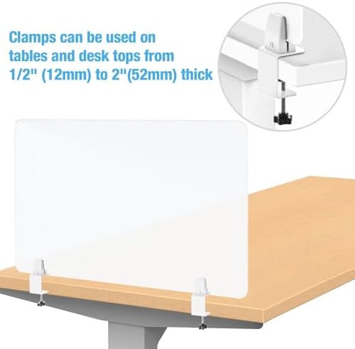 Desk Divider 4 Pcs Desk Privacy Panel 23.6''L x 15.8W'' Office Partitions Frosted Acrylic Panel Pack of 4 Desk Divider Partition with Adjustable Universal Base - Image 7