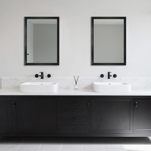 Rectangular Wall Mirror 28x20 Inch Bathroom Mirror for Over Sink, Black - Image 6