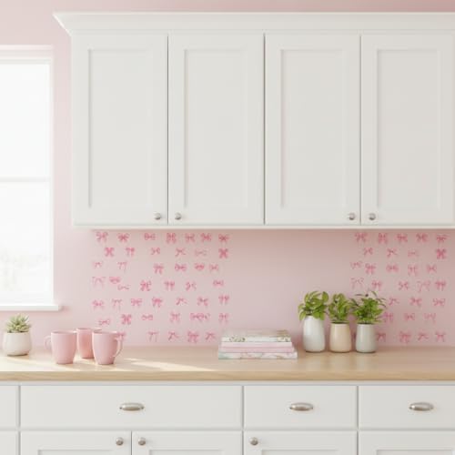 60Pcs Watercolor Bowtie Wall Stickers - Coquette Aesthetic Vinyl Decals for Room Decor in Light Pink, Sky Blue, Mint Green, Lavender Peel and Stick Nursery, Bedroom, Kindergarten Wall Art (Pink) - Image 7