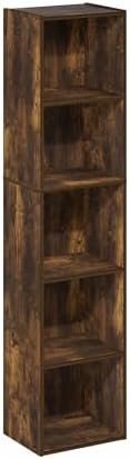 Furinno PASIR Book Shelf, 5-Tier Modern Bookshelf, Open Shelves Bookcase 9 x 12 x 52, Easy Assembly, for Living Room, Bedroom, Home Office, Amber Pine - Image 7