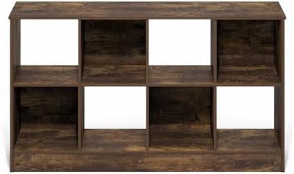 Furinno Jensen Book Shelf, 8-Cube Farmhouse Bookshelf, Display Bookcase, 11.8 x 47.6 x 26.8, for Living Room, Bedroom, Home Office, Amber Pine - Image 7