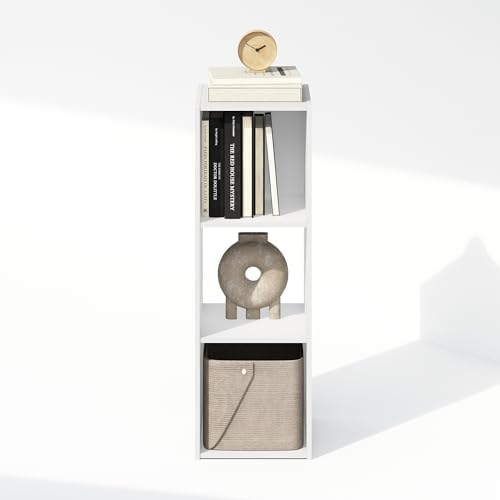 Furinno PELLI Book Shelf, 3-Cube Bookshelf, Cube Storage Organizer Bookcase, 11.7 x 12.1 x 35.4, for Living Room, Bedroom, Home Office, White - Image 6