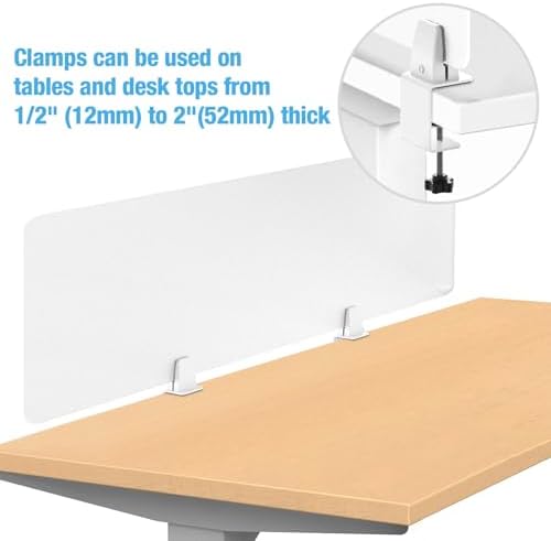 Desk Divider 4 Pcs Desk Privacy Panel 47.2''L x 15.8W'' Office Partitions Frosted Acrylic Panel Pack of 4 Desk Divider Partition with Adjustable Universal Base - Image 7