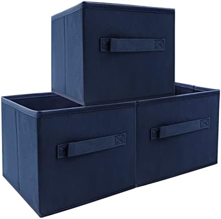 EBIGIC Small Storage Bins,Collapsible Fabric Storage Organizer 9.0"x7.5"x7.5" 3 Pack,Mini Storage Box,fit for closet, living room, bookshelf, Kids clothes and toys storage and organization Blue - Image 6
