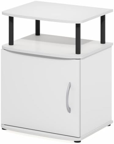 Furinno Jaya Side Table, 2-Tier Open Shelf End Table with Door Cabinet, Soft-Edges Night Stand, Bedside Table, for Living Room, Bedroom, White - Image 5