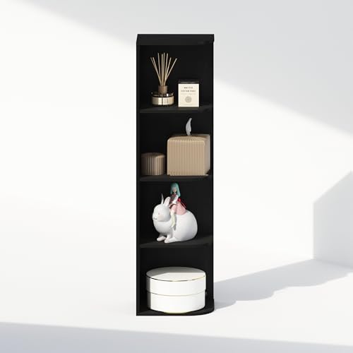 Furinno Reed Corner Shelf, 4-Tier Corner Bookshelf, Book Shelf, Corner Shelves, Storage Rack, for Organization and Storage, Home Office, Living Room, Blackwood - Image 7