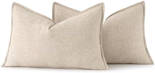 MIULEE Decorative Linen Lumbar Pillow Covers 12x24 Inch Natural Beige - Image 6