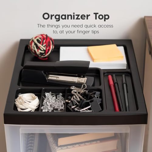IRIS USA 3-Drawer Rolling Storage Cart, Black/Clear - Image 7