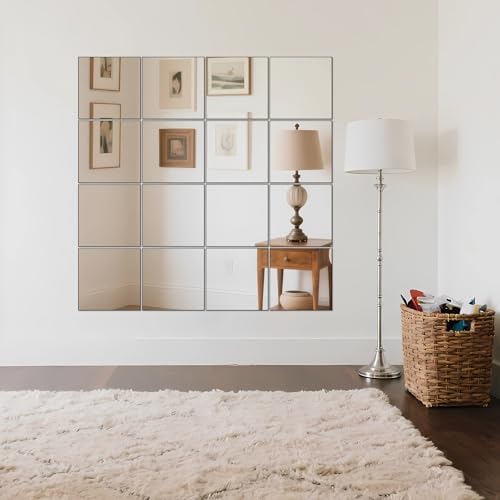 Ruomeng Home Gym Mirrors 12" x 12" x 16Pcs Wall Mounted Mirror Glass Frameless Full Length Mirror Tiles for Home Gym, Bedroom, Door & Bathroom - Image 6