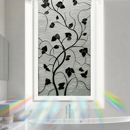 Nuxovilar Frosted Black Vine Leaf Pattern Window Film 17.7x39.4 PVC - Image 6