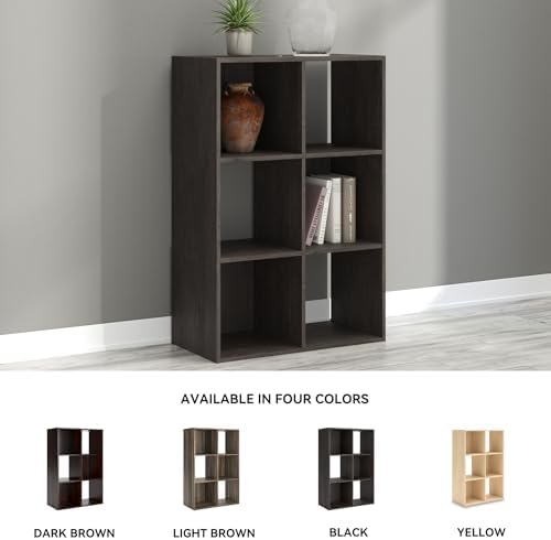 Signature Design by Ashley Piperton 6 Cube Storage Organizer, Freestanding Cubby Bookshelf, Engineered Wood and Decorative Laminate for Playrooms and Offices, Charcoal, 24" W x 36" H - Image 7