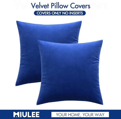 MIULEE Velvet Throw Pillow Covers 20x20 Inch Pack of 2 Royal Blue - Image 6