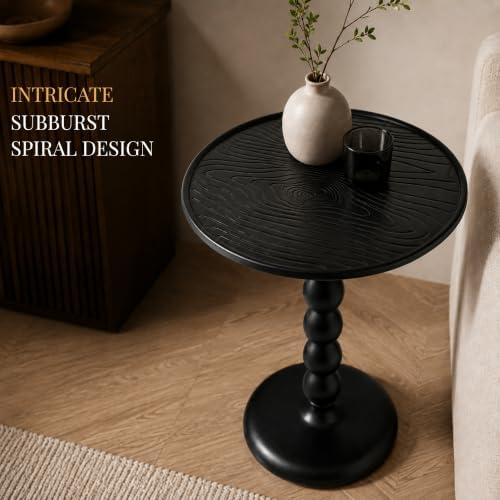 CLEENTABLE Round End Table, Farmhouse Side Table, Black, 21" H x 15" W - Image 7