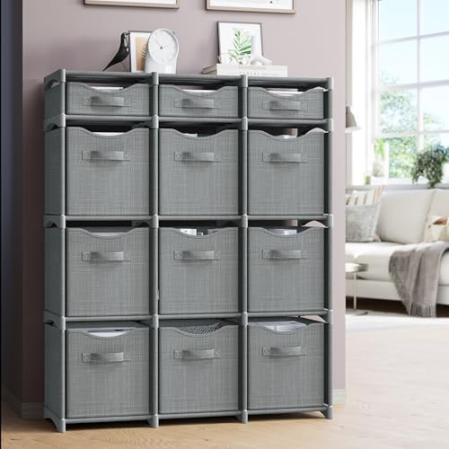 Cube Storage Organizer with Storage Bins Included - The Perfect Closet Organizers and Storage Solution. Includes 12 Storage Cubes, Great For Toy Storage, Closet Storage, Clothes Storage (Grey) - Image 6
