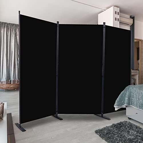 Room Divider, 3 Panel Folding Privacy Screens with Wider Feet, Black - Image 6