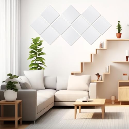 Soaoo 50 Pcs Square Glass Mirror Tiles 6 Inch Square Mirror Mosaic Panels Glass Tile Craft for DIY Crafts Projects Supplies Decoration Centerpieces Home Wall Table Ceiling Decor - Image 6
