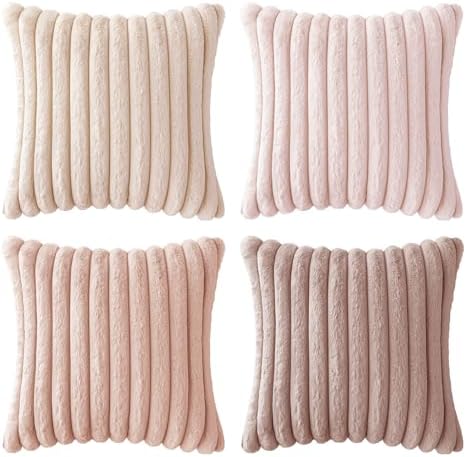 MIULEE Faux Fur Plush Decorative Throw Pillow Covers 16x16, Pink - Image 7