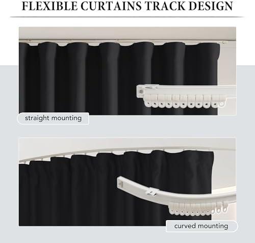 RYB HOME Black Room Divider Curtain Flexible Silent Ceiling Track - Image 7