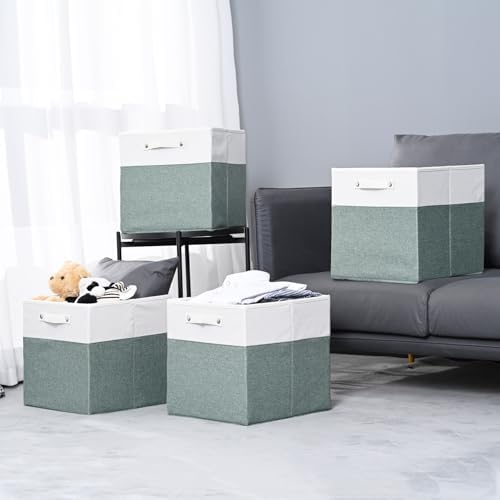 FinishingBo 13x13x13 Storage Cube Bins 4 Pack, Cube Shelf Baskets - Image 6