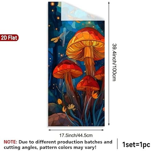 Decorative Scenic Frosted Window Film, Stained Glass Style Privacy Film, UV-Resistant Static Cling Film Suitable for Bathroom and Kitchen Glass (Mushroom, 17.51x39.37 inches) - Image 7
