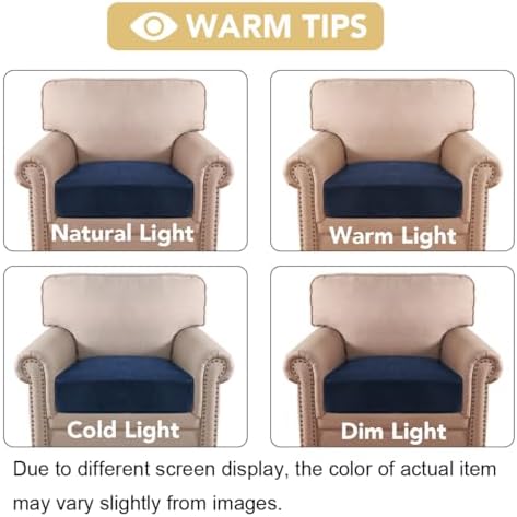 H.VERSAILTEX Velvet Stretch Couch Cushion Cover Plush Cushion Slipcover for Chair Cushion Furniture Protector Seat Cushion Sofa Cover (1 Piece Armchair Cushion Covers, Navy) - Image 6