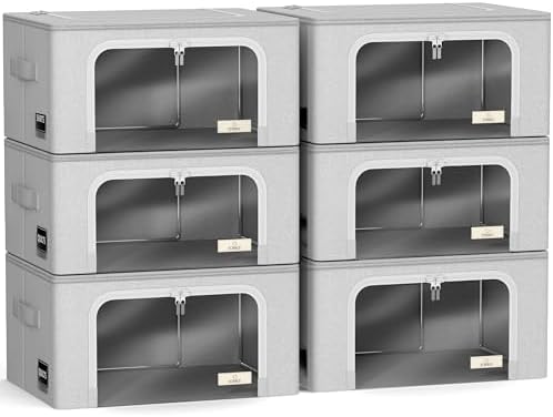 Sorbus Clothes Storage Bins, Clear Window & Handles (6 Pack, Gray) - Image 7