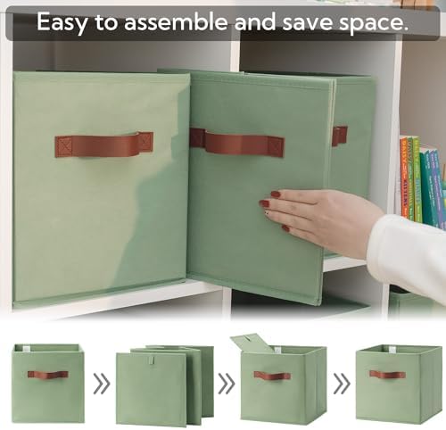 GRANNY SAYS 11 Inch Fabric Storage Cubes, 6-Pack, Sage Green - Image 7