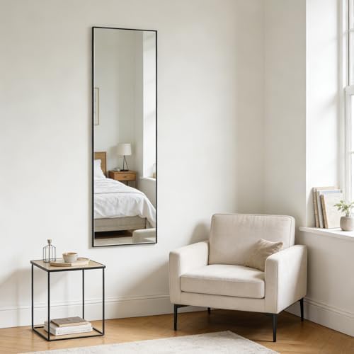 48x14 Inch Full Length Mirror Over the Door Hang or Wall Mounted Black - Image 7