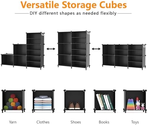 AWTATOS 6 Cube Closet Organizer Storage Shelves, Black - Image 6
