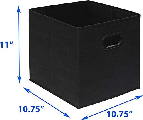 Simple Houseware 11-Inch Foldable Cube Storage Bins with Handles, Black - Image 7