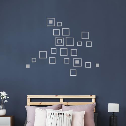 24 Pcs Removable Acrylic Square Mirrors Wall Decal Sticker for Living Room Bedroom Home Decor DIY Wall Decoration Silver - Image 5