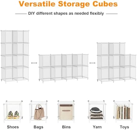 AWTATOS 8 Cube Storage Organizer, Closet Organizer Storage Shelf, Clear - Image 6