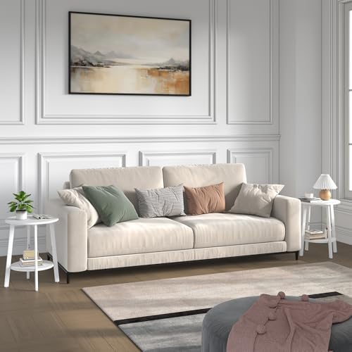 sthmec Side Table Set of 2, Small Round End Table with Storage Shelf for Small Space, 2-Tier Bedside Table Sofa Couch Table, Round Nightstands Set 2 Accent Table for Living Room, Bedroom, White - Image 7