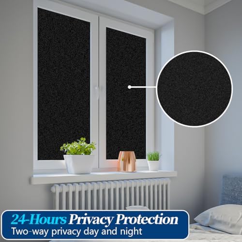 Bloss Blackout Window Film, Sun Heat Blocking Privacy Cover for Glass, Removable Opaque Room Darkening Dark Black Out Window Covers Tint Shades for Home Day Sleep(Black/Matte, 29.5" x 78.7") - Image 6