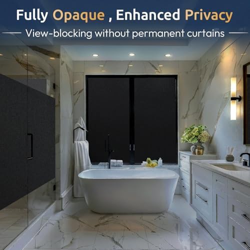 rabbitgoo Blackout Window Privacy Film, Matte Black, 35.4" x 78.7" - Image 6