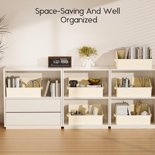 Homsorout Large Closet Organizers and Storage Bins - 6 Pack Trapezoid Storage Baskets for Shelves, Foldable Fabric Baskets with Handles Ideal for Closet, Basket, Wardrobe and Shelf Storage, Beige - Image 7