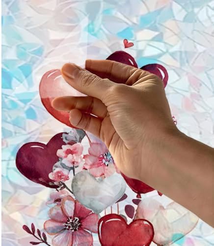 Cmialusie Heart Bouquet Window Film 39.3 x 17.3 Inch Cling - Image 7
